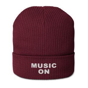 Music – Text Organic Beanie – Bordeaux
