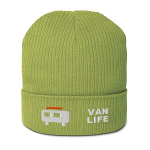 Van Life – Icon & Text Organic Beanie – Leaf Green